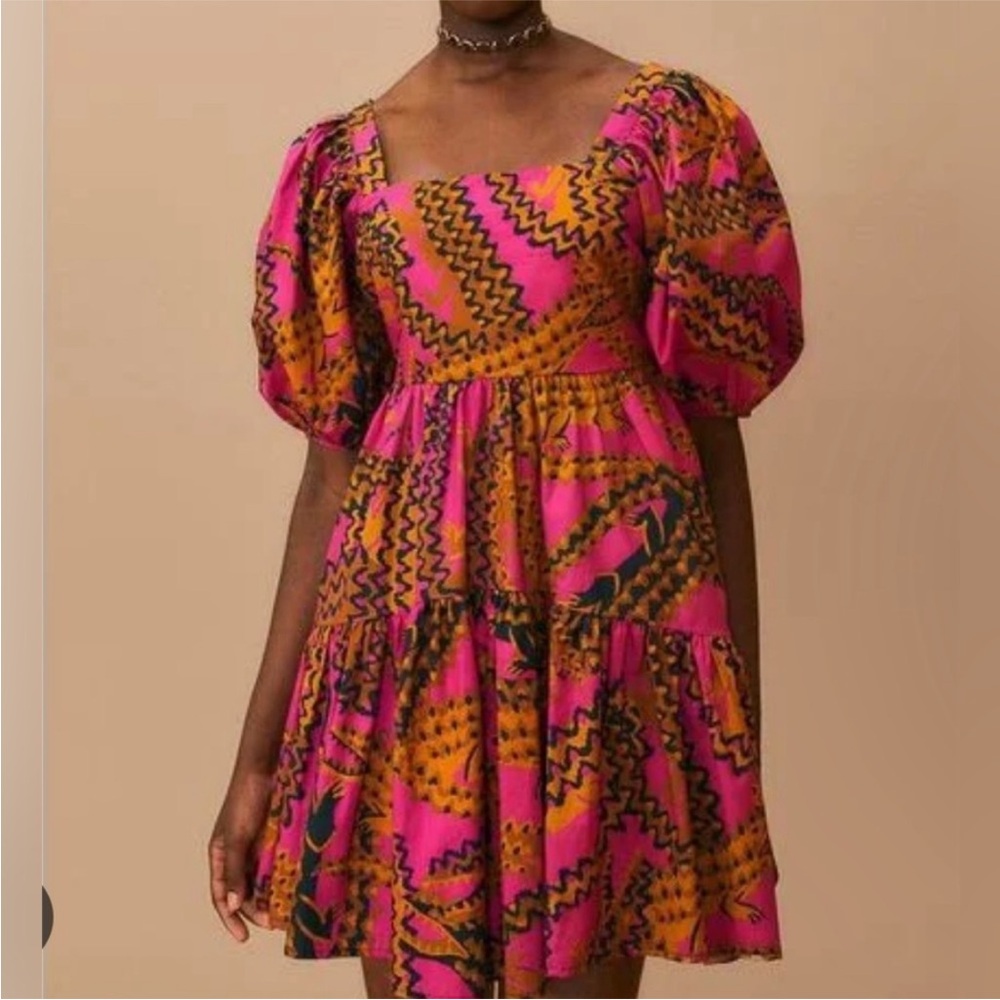 NWT Farm Rio Pink Croco Short Sleeve Mini Dress